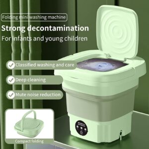 Portable Washing Machine,High Capacity Mini Washer with 3 Modes,Foldable Deep Cleaning Half Automatic Washt Suitable for Washing Small Pieces of Clothing, Baby Clothes,Underwear,Socks（Green）