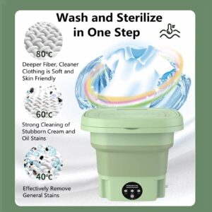 Portable Washing Machine,High Capacity Mini Washer with 3 Modes,Foldable Deep Cleaning Half Automatic Washt Suitable for Washing Small Pieces of Clothing, Baby Clothes,Underwear,Socks（Green）