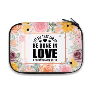 whlbhg christian gifts inspirational bible verse pencil case let all that you do be done in love 1 corinthians 16:14 portable pencil bag religious gift (1 corinthians 16:14)