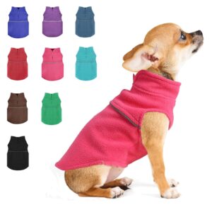 xs dog sweater - fleece vest dog sweater with leash hole warm pullover fleece dog jacket shirts small dog sweater winter dog clothes for small dogs girl pink toy dog clothes, pink