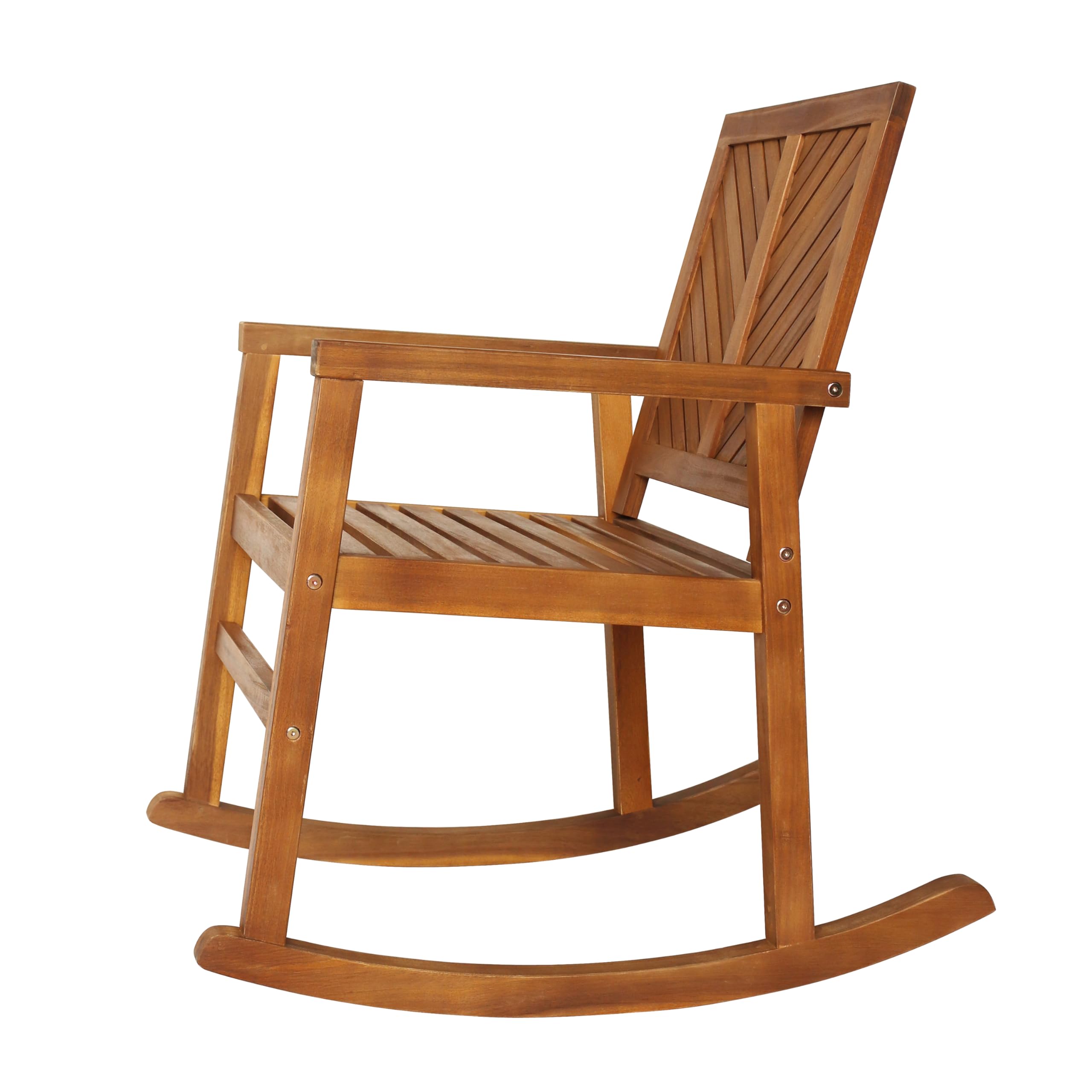 JONATHAN Y RCK100A Ned Modern Chevron-Back 300-Lbs Support Acacia Wood Patio Outdoor Rocking Chair for Garden, Lawn, Backyard, Pool, Deck, Beach, Firepit, Teak