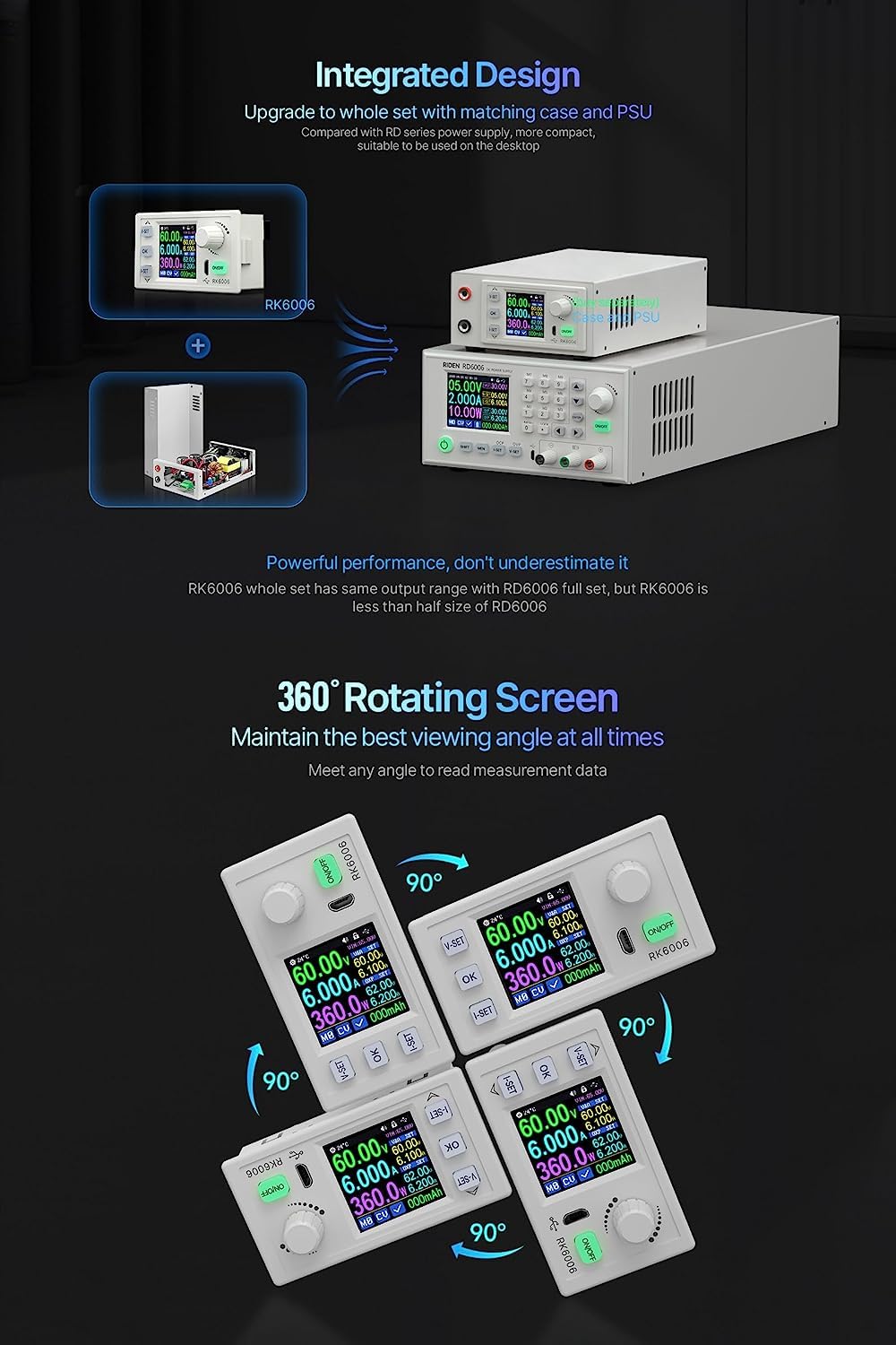 RK6006 60V 6A Adjustable DC-DC Buck Converter | 4-Digit Display | Bench Power Supply for Communication & Voltage Regulation