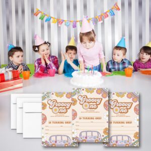 LoaHak Groovy One Birthday Party Invitations Card, Groovy One Party, Groovy One Birthday Invitation. (090)