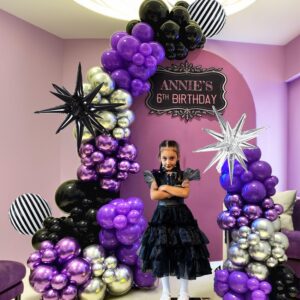 eceae black purple silver balloon garland kit gothic purple balloon arch for nightmare vampirina party decorations backdrop halloween christmas gothic birthday party supplies lavender decor