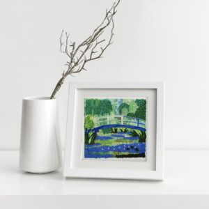 Claude Monet's Water Lilies and Japanese Bridge (1899) Quilling Art Greeting Card,Design Greeting Card for Birthday, Valentine's Day, Get Well, All Occasion. Framable Artwork for Art Lovers