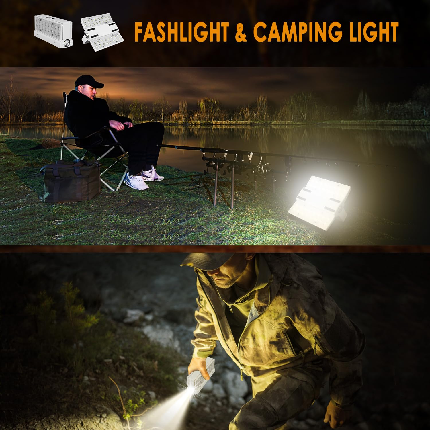 2 in 1 Solar Camping Lights,5 Modes Dimmable Solar Lantern Flashlight, 5000mAh High Capacity Battery Collapsable Lantern Outdoor Waterproof Hanging Tent Lamp Emergency Light for Home Power Failure