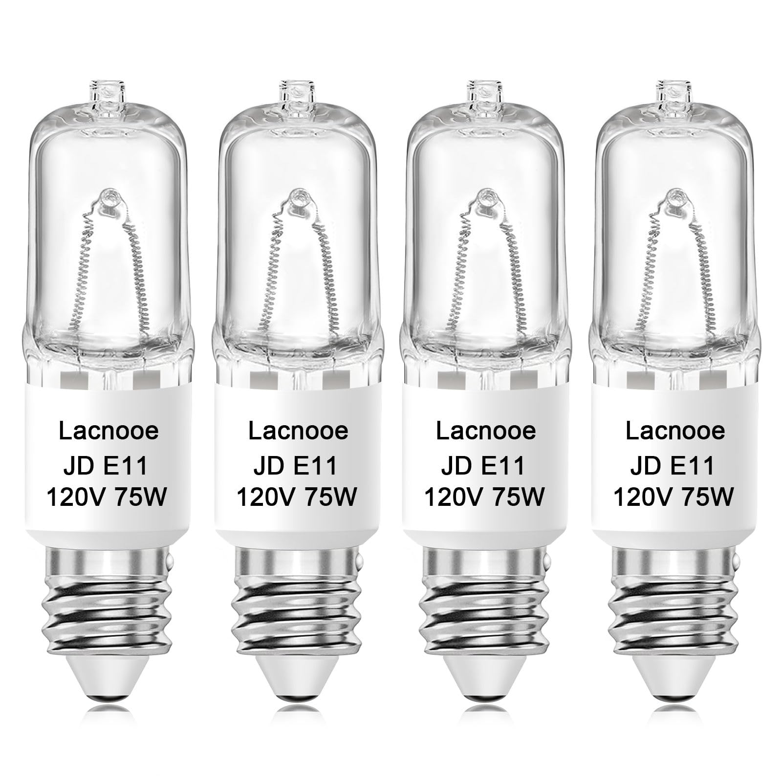 E11 Bulb, JDE11 120V 75W Halogen Light Bulbs, T4 E11 Mini Candelabra Base, Dimmable 2700K Warm White, 4PCS E11 Light Bulb for Chandeliers, Candelabra, Ceiling Fan, Table Lamps, Cabinet Lighting