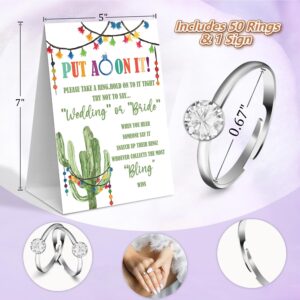 Fiesta Bridal Shower Theme Decorations,Put A Ring On It Game,Don't Say Bride Games,Bridal Shower Games,Wedding Shower,Engagement Party Games(1 Sign And 50 Plastic Diamond Rings)-6