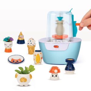 Make It Real Mini Pottery Studio - 26-Piece DIY Pottery Kit with Mess-Free Air Dry Clay - Create 10 Miniature Projects, Beginner to Master Levels - Innovative Centering Tool - Great for Kids Ages 8