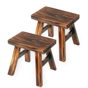 consdan stonecreek solid wood child stools (2 pack), sturdy small solid wood milking stool, shoe changing handmade stool for kids or adults - 2 pack