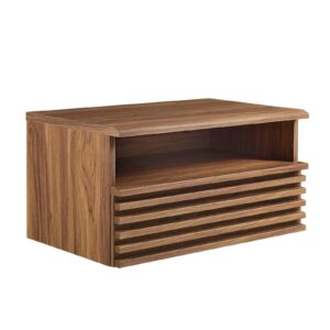 modway render mid-century modern, wall-mount nightstand, walnut