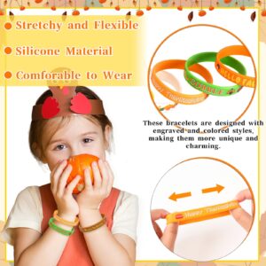 JUNEBRUSHS 42pcs Thanksgiving Party Favors Silicone Bracelets Rubber Wristbands Accessories for Autumn Thanksgiving Kids Adults Party Decorations Stuffers Filler Gift Supplies(7 Designs)