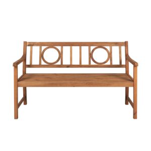 JONATHAN Y BNH104A Apollo 51.2" 3-Seat Circle-Back 600-Lbs Support Acacia Wood Outdoor Garden Patio Bench for Garden, Lawn, Backyard, Pool, Deck, Beach, Firepit, Teak