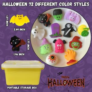 UUSYCUN 72PCS Halloween Mochi Squishy Toys, Squishy Party Favors for Kids, Kawaii Squishies Fidget Toys, Mini Mochis Squishy Animals for Halloween Goodie Bags, Gifts, Prizes, Birthdays