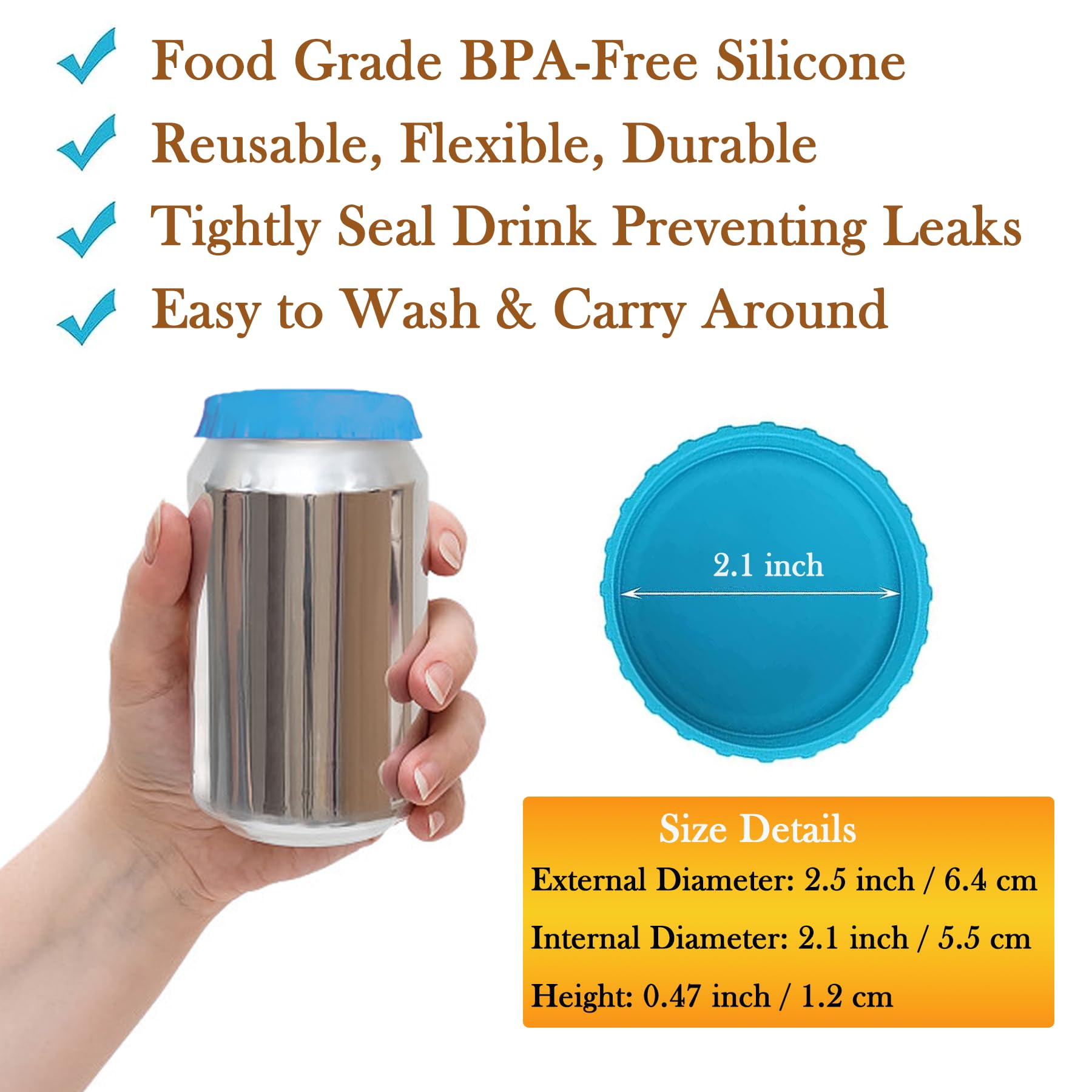 Soda Can Lids Set of 12, Silicone Soda Can Covers Lids, Reusable Colorful Drink Cans Protector, 2.1 Inch Spill-proof Dust-proof Soda Lid, Food Grade Can Cover, for Coke Beer Energy Drink