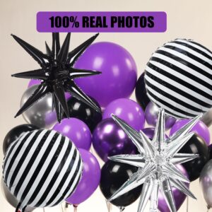 ECEAE Black Purple Silver Balloon Garland Kit Gothic Purple Balloon Arch For Nightmare Vampirina Party Decorations Backdrop Halloween Christmas Gothic Birthday Party Supplies Lavender Decor