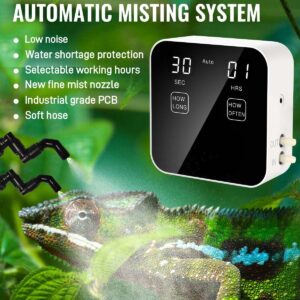 Reptile Humidifiers, Reptile Misting System, Reptile Mister Automatic with Timer, Terrarium Mister for Reptiles, Amphibians, Plants, Tank, Paludarium and Vivarium