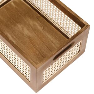 Yajuyi Wood Frame Storage Basket Wood Storage Crate Box for Desktop, S