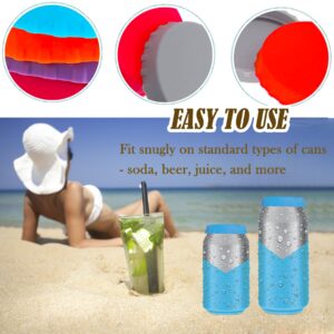 Soda Can Lids Set of 12, Silicone Soda Can Covers Lids, Reusable Colorful Drink Cans Protector, 2.1 Inch Spill-proof Dust-proof Soda Lid, Food Grade Can Cover, for Coke Beer Energy Drink