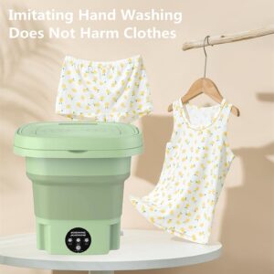 Portable Washing Machine,High Capacity Mini Washer with 3 Modes,Foldable Deep Cleaning Half Automatic Washt Suitable for Washing Small Pieces of Clothing, Baby Clothes,Underwear,Socks（Green）