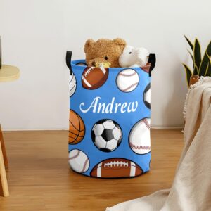 Custom Laundry Baskets with Name Personalized Sports Balls Collapsible Laundry Hamper For Boys Girls