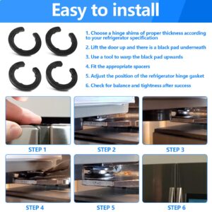 Alocs DA99-04158A Hinge Shim Refrigerator Door Height Adjustment Kits, for Samsung 3282540, DA60-00314C, PS6448337 AP5668209 Refrigerator Door Shims Replacement Parts, 4 Pieces of Different Thickness