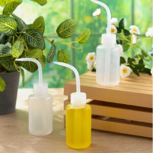 Maxdot 24 Pcs 5 oz Plastic Squeeze Bottles Bulk Transparent White Plant Watering Bottle with Narrow Mouth Scale Labels Tattoo Water Bottles for Safety Rinse Bottle Watering Tools, Plant Irrigation