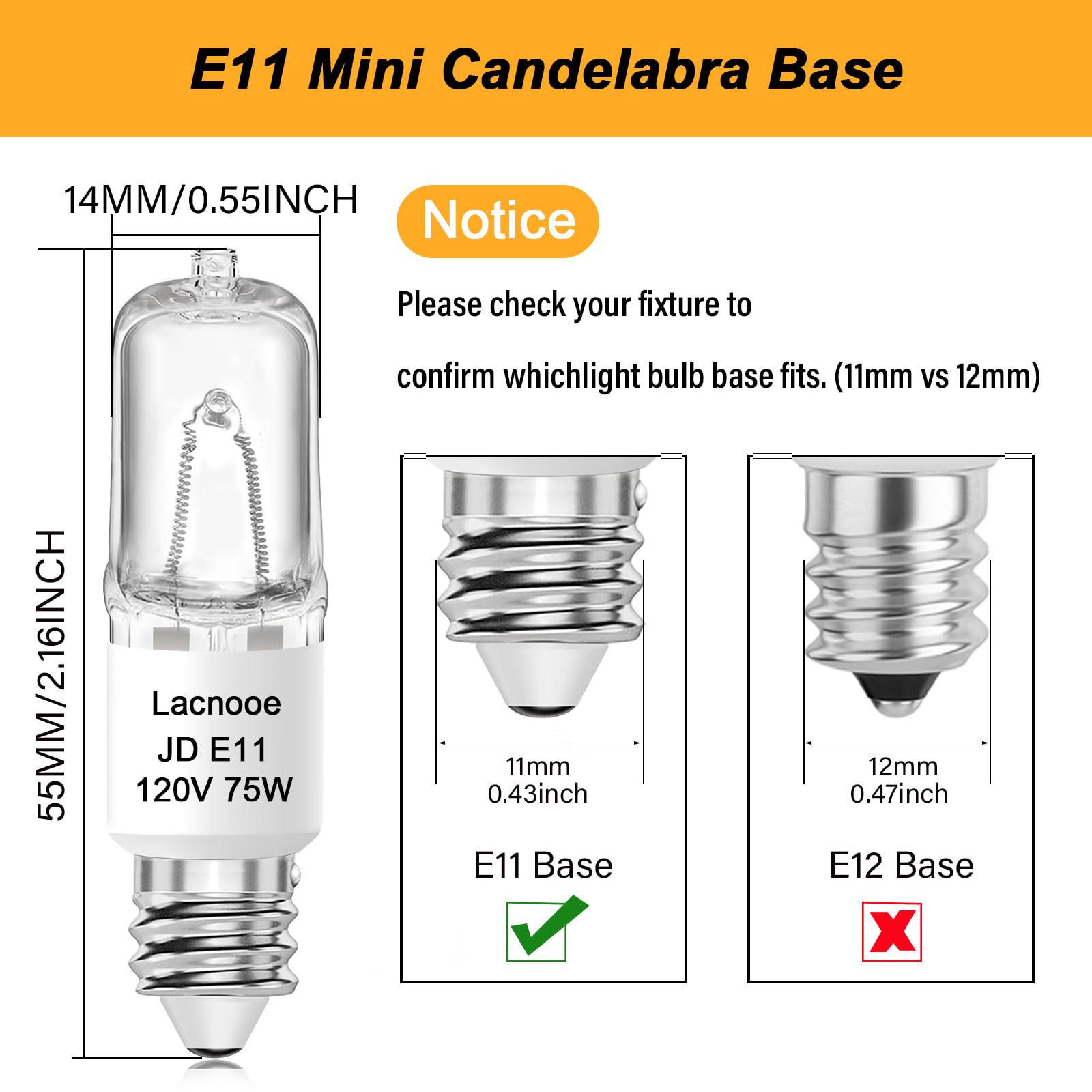 E11 Bulb, JDE11 120V 75W Halogen Light Bulbs, T4 E11 Mini Candelabra Base, Dimmable 2700K Warm White, 4PCS E11 Light Bulb for Chandeliers, Candelabra, Ceiling Fan, Table Lamps, Cabinet Lighting