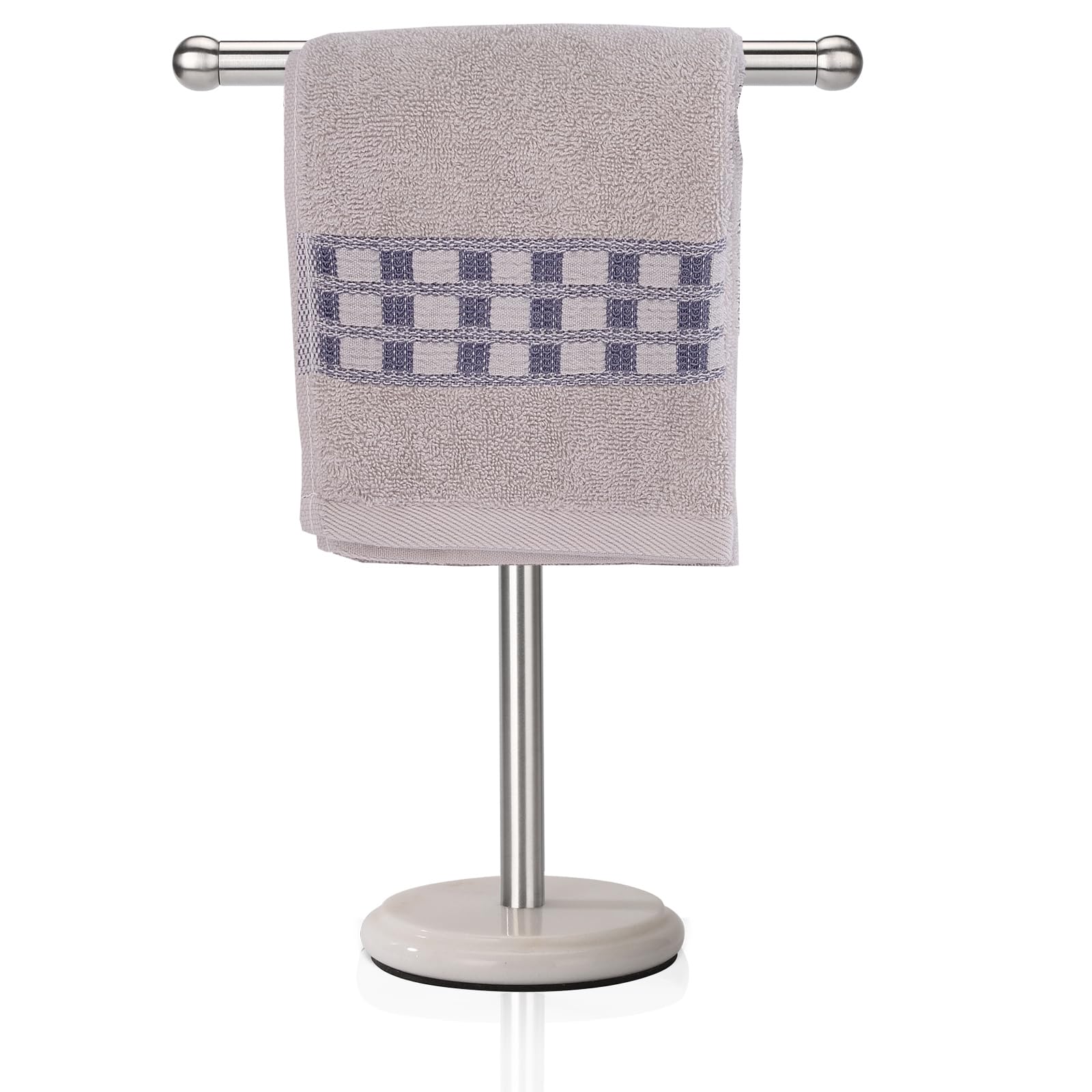 Hand Towel Holder, Hand Towel Rack Stand with Heavy Marble Base, Countertop Hand Towel Holder Stand for Bathroom (Brushed Nickel)