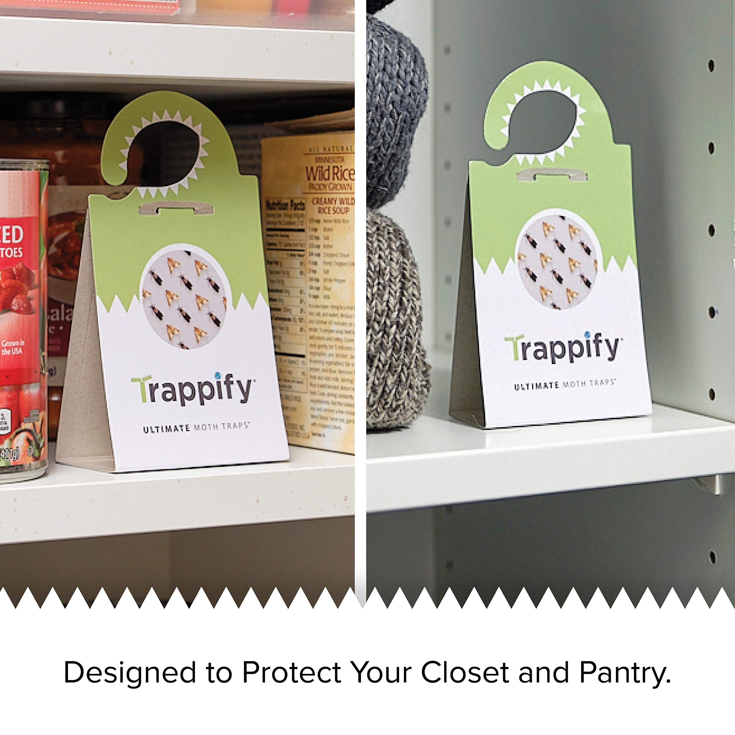 Trappify Ultimate Moth Traps: Adhesive Moth Traps for Clothes - Effective Pantry Moth Traps for Home, Kitchen, Closet, Cabinet, Storage Rooms, Cupboard | Recyclable - Easy Setup (8 Pack)