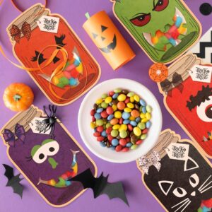 Halloween DIY Crafts Art Cards for Kids-50 Pack Halloween Party Treat Bags Cards Kits for Classroom School, Mason Jar Shape Halloween Treats for Trick or Treaters,Trunk or Treat Party Favors Supplies