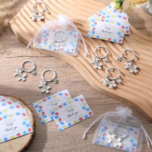 Sasylvia 25 Set Team Gifts for Coworker Puzzle Inspirational Keychain Thank You Cards Staff Employees Appreciation Gifts