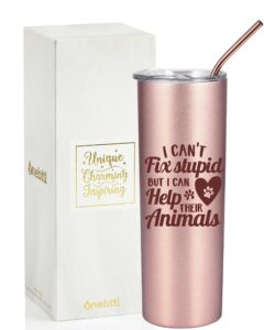 onebttl vet tech gifts for wowen, gifts for veterinary technologists on vet tech week, birthday and christmas, 20oz insulated stainless steel tumbler - help their animals