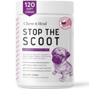 stop the scoot fiber for dogs - 120 soft chews with pumpkin powder for healthy anal gland function - vet recommended, made in the usa