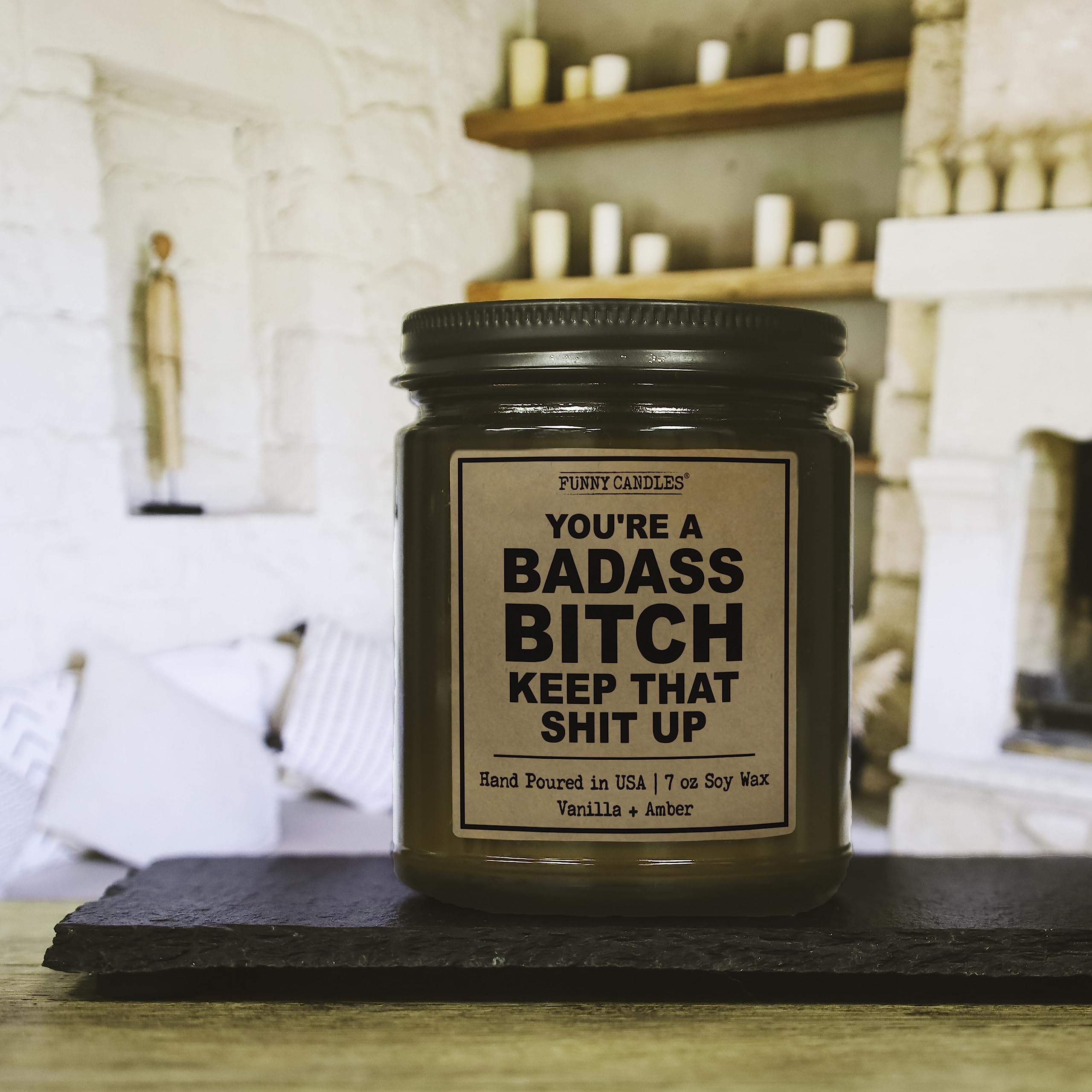 Badass Candle Gifts for Women | You're A Badass Bitch, Keep That Shit Up | Funny Candles for Women Adult Humor | Congratulations for Boss Bitch Friend | Birthday Gifts for Women Who Has Everything