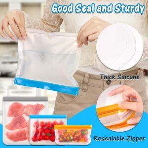 10 Pack Reusable Bags Silicone,Reusable Freezer Bags with Zipper,Silicone Bags Leakproof Reusable Silicone Food Storage Bags for Meat,Lunch,Travel-3 Gallon Bags 3 Snack 4 Sandwich Bags