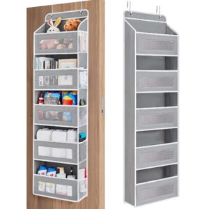 jarlink over the door organizer storage, 5 shelf hanging door organizer with 5 large capacity pockets, anti tilt 44 lb load behind door organizer for bedroom, bathroom, pantry, nursery, (grey)