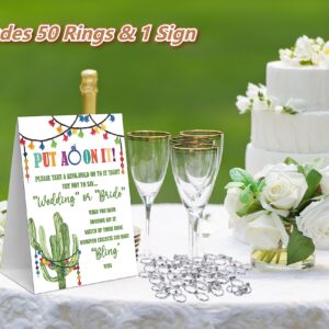 Fiesta Bridal Shower Theme Decorations,Put A Ring On It Game,Don't Say Bride Games,Bridal Shower Games,Wedding Shower,Engagement Party Games(1 Sign And 50 Plastic Diamond Rings)-6