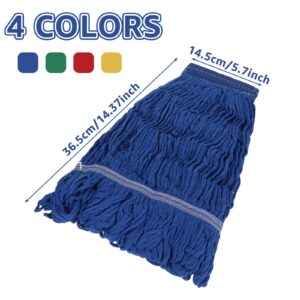 4 Pack Commercial String Mop Head, Replacement Heavy Duty Mop Head Refills, Loop-End Mop Head for Cotton Looped End Wet Cleaning Mop Refill for Home, Industrial and Commercial Use (4 Color)