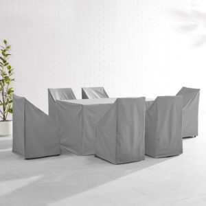 Crosley Furniture Patio Furniture Covers, Waterproof 7-Piece Cover Set for Dining, Outdoor Table and Chairs, Gray