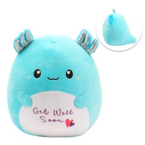 Easfan 13'' Get Well Soon Axolotl Plush Pillow Soft Cute Salamander Plush Get Well Soon Gifts for Kids Patient Feel Better for Women Men