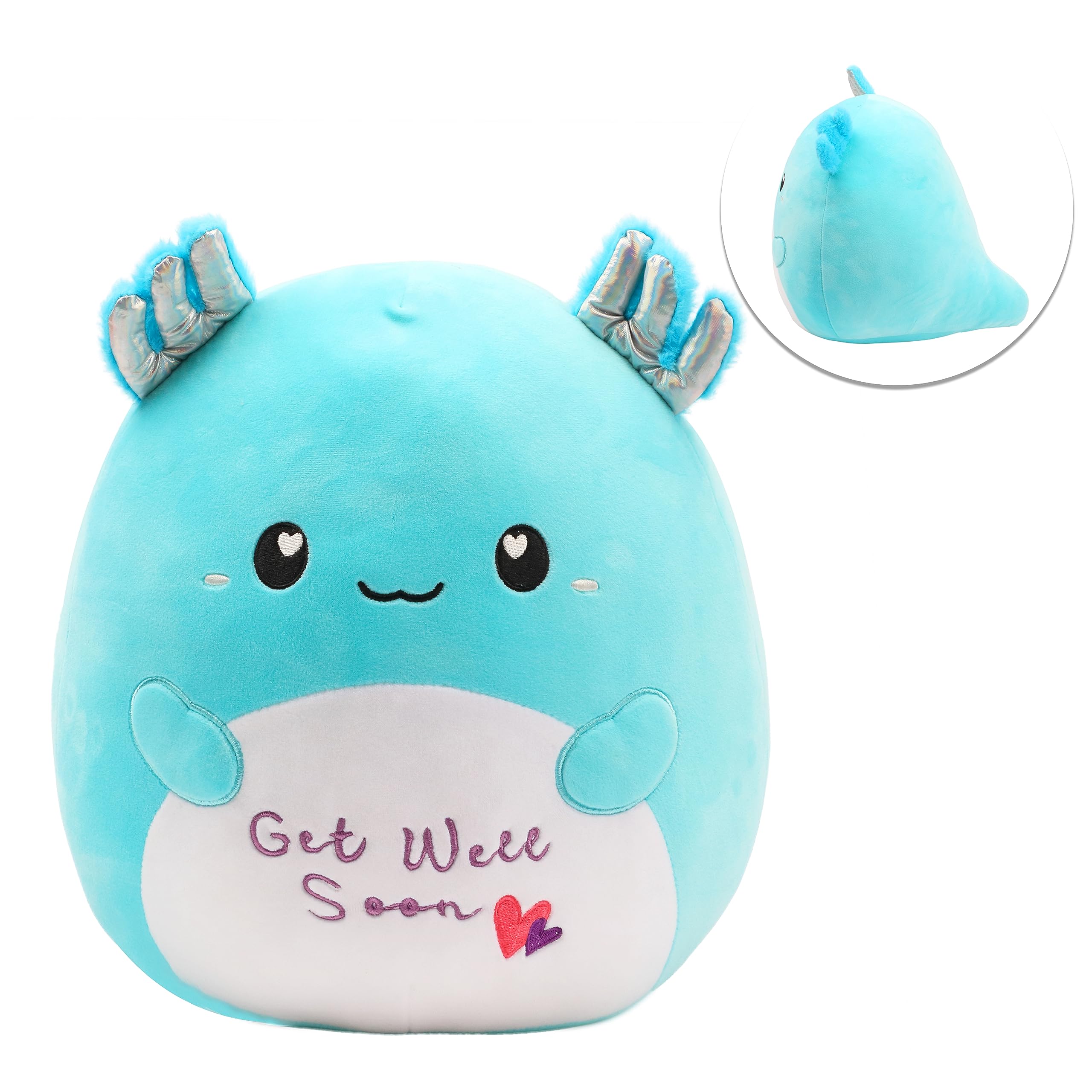 Easfan 13'' Get Well Soon Axolotl Plush Pillow Soft Cute Salamander Plush Get Well Soon Gifts for Kids Patient Feel Better for Women Men