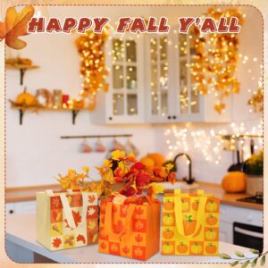 Sanwuta 48 Pcs Fall Non Woven Tote Bags Thanksgiving Party Bags with Handles Waterproof Autumn Treat Favor Bag Pumpkin Goodie Bag Gift Candy Bags Thanksgiving Party Favor Supplies (Simple Style)