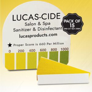 LUCAS-CIDE Quat Test Strips - Sanitizer Test Strips Food Service - 0-1000 ppm Test Strips for Sanitizing Solution - Pack of 15 Quat Sanitizer Test Strips