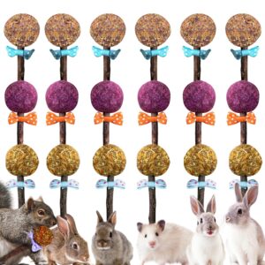 kiroyal 18 pcs rabbit chewable lollipop toys, interactive bunny toy for small pets, purely handmade chew toys for bunnies, guinea pigs, hamsters, and chinchillas, bunny teeth care