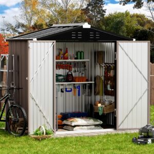 vonzoy 6'x4' outdoor storage shed with singe lockable door,galvanized metal shed suitable for the garden,tiny house storage sheds outdoor for backyard patio lawn，brown