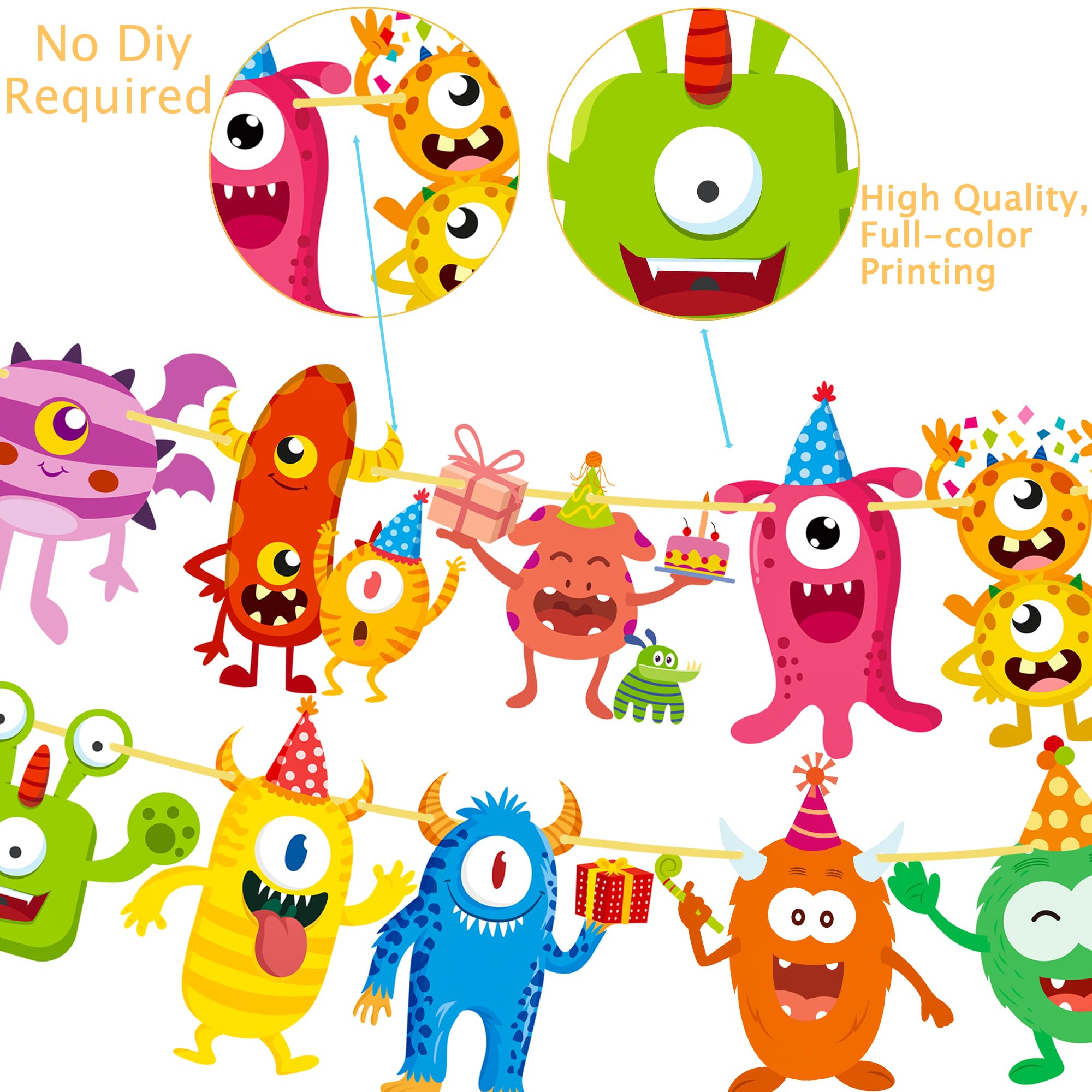 Monster Happy Birthday Banner Monster Bash Birthday Party Supplies Glitter Little Monster Birthday Banner Decorations for Kids Little Monster Theme Birthday Party Baby Shower Birthday Banner Supplies