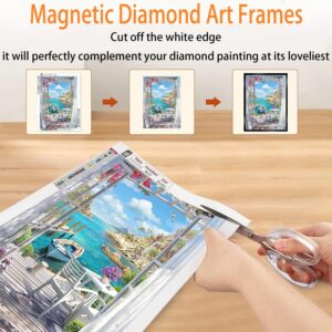 Diamond Art Frame 12x16 Inch - Diamond Frames 30x40 cm Painting Suitable for 10x14inch Picture, Diamond Frames Magnetic Self-Adhesive,Suitabble Frames Painting for Wall Window Door - 8 Pack (Black)