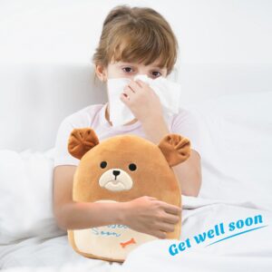 Easfan 13'' Get Well Soon Puppy Plush Pillow Soft Cute Shar Pei Dog Plush Get Well Soon Gifts for Kids Patient Feel Better for Women Men, Brown