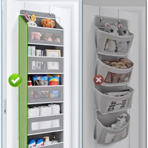 JARLINK Over The Door Organizer Storage, 5 Shelf Hanging Door Organizer with 5 Large Capacity Pockets, Anti Tilt 44 lb Load Behind Door Organizer for Bedroom, Bathroom, Pantry, Nursery, (Grey)